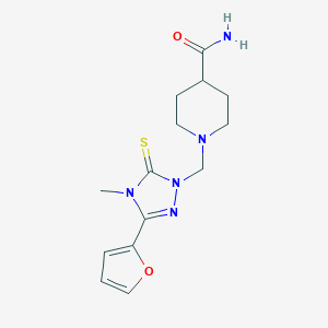 molecular formula C14H19N5O2S B394771 1-(3-Furan-2-yl-4-methyl-5-thioxo-4,5-dihydro-[1,2,4]triazol-1-ylmethyl)-piperidine-4-carboxylic acid amide 