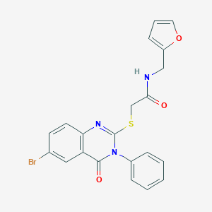 molecular formula C21H16BrN3O3S B394802 2-[(6-bromo-4-oxo-3-phenyl-3,4-dihydro-2-quinazolinyl)sulfanyl]-N-(2-furylmethyl)acetamide CAS No. 423731-15-1
