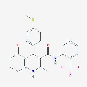 molecular formula C25H23F3N2O2S B3948095 2-methyl-4-[4-(methylthio)phenyl]-5-oxo-N-[2-(trifluoromethyl)phenyl]-1,4,5,6,7,8-hexahydro-3-quinolinecarboxamide 