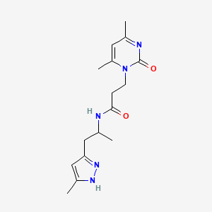 molecular formula C16H23N5O2 B3948129 3-(4,6-dimethyl-2-oxopyrimidin-1(2H)-yl)-N-[1-methyl-2-(3-methyl-1H-pyrazol-5-yl)ethyl]propanamide 