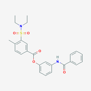 molecular formula C25H26N2O5S B394818 3-(Benzoylamino)phenyl 3-[(diethylamino)sulfonyl]-4-methylbenzoate 