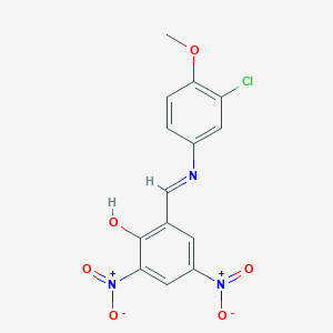 molecular formula C14H10ClN3O6 B394825 2-{[(3-Chloro-4-methoxyphenyl)imino]methyl}-4,6-bisnitrophenol 