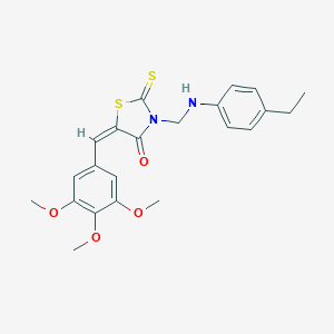 molecular formula C22H24N2O4S2 B394827 3-[(4-Ethylanilino)methyl]-2-thioxo-5-(3,4,5-trimethoxybenzylidene)-1,3-thiazolidin-4-one 