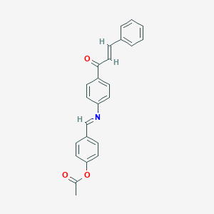 molecular formula C24H19NO3 B394833 4-{[(4-Cinnamoylphenyl)imino]methyl}phenyl acetate 