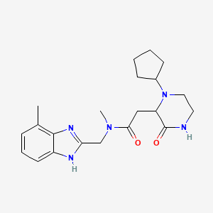 molecular formula C21H29N5O2 B3948351 2-(1-cyclopentyl-3-oxo-2-piperazinyl)-N-methyl-N-[(7-methyl-1H-benzimidazol-2-yl)methyl]acetamide 