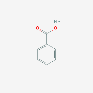 molecular formula C7H6O2<br>C7H6O2<br>C6H5COOH<br>C6H5COOH B039484 Hydron;benzoate CAS No. 117500-35-3