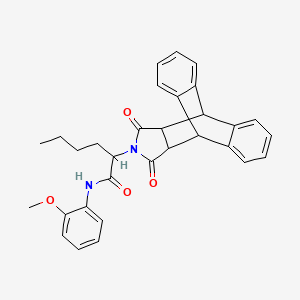 2-(16,18-dioxo-17-azapentacyclo[6.6.5.0~2,7~.0~9,14~.0~15,19~]nonadeca-2,4,6,9,11,13-hexaen-17-yl)-N-(2-methoxyphenyl)hexanamide