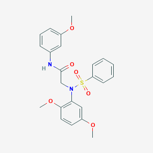 molecular formula C23H24N2O6S B394842 2-[2,5-dimethoxy(phenylsulfonyl)anilino]-N-(3-methoxyphenyl)acetamide 