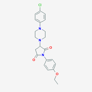 molecular formula C22H24ClN3O3 B394846 3-[4-(4-Chlorophenyl)piperazin-1-yl]-1-(4-ethoxyphenyl)pyrrolidine-2,5-dione CAS No. 301354-73-4