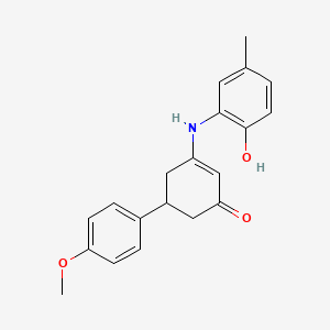 molecular formula C20H21NO3 B3948511 3-[(2-Hydroxy-5-methylphenyl)amino]-5-(4-methoxyphenyl)cyclohex-2-en-1-one 