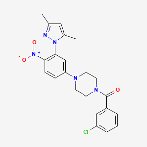 molecular formula C22H22ClN5O3 B3948537 1-(3-chlorobenzoyl)-4-[3-(3,5-dimethyl-1H-pyrazol-1-yl)-4-nitrophenyl]piperazine 