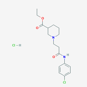 molecular formula C17H24Cl2N2O3 B3948542 Ethyl 1-[3-(4-chloroanilino)-3-oxopropyl]piperidine-3-carboxylate;hydrochloride 