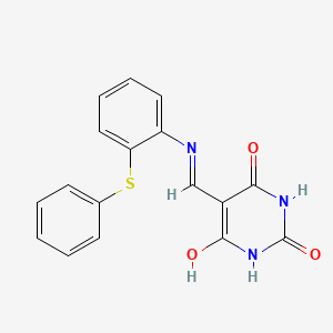 molecular formula C17H13N3O3S B3948619 5-({[2-(phenylsulfanyl)phenyl]amino}methylidene)pyrimidine-2,4,6(1H,3H,5H)-trione 