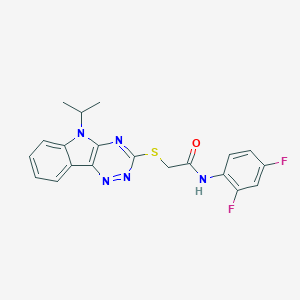 molecular formula C20H17F2N5OS B394866 N-(2,4-difluorophenyl)-2-[(5-isopropyl-5H-[1,2,4]triazino[5,6-b]indol-3-yl)thio]acetamide 