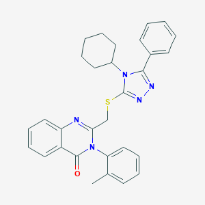 molecular formula C30H29N5OS B394870 2-{[(4-cyclohexyl-5-phenyl-4H-1,2,4-triazol-3-yl)sulfanyl]methyl}-3-(2-methylphenyl)quinazolin-4(3H)-one 