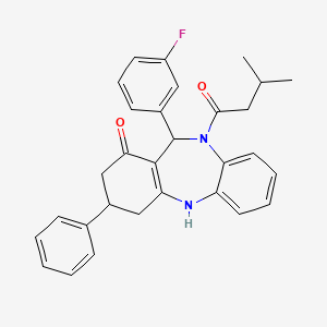 11-(3-fluorophenyl)-10-(3-methylbutanoyl)-3-phenyl-2,3,4,5,10,11-hexahydro-1H-dibenzo[b,e][1,4]diazepin-1-one