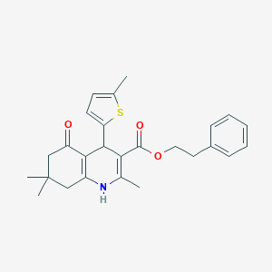 molecular formula C26H29NO3S B394871 2-Phenylethyl 2,7,7-trimethyl-4-(5-methylthien-2-yl)-5-oxo-1,4,5,6,7,8-hexahydroquinoline-3-carboxylate 