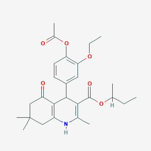 molecular formula C27H35NO6 B394872 Sec-butyl 4-[4-(acetyloxy)-3-ethoxyphenyl]-2,7,7-trimethyl-5-oxo-1,4,5,6,7,8-hexahydro-3-quinolinecarboxylate 