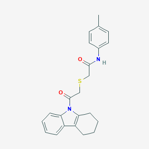 molecular formula C23H24N2O2S B394874 N-(4-methylphenyl)-2-{[2-oxo-2-(1,2,3,4-tetrahydro-9H-carbazol-9-yl)ethyl]sulfanyl}acetamide 