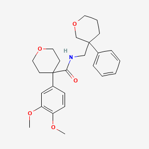 4-(3,4-dimethoxyphenyl)-N-[(3-phenyloxan-3-yl)methyl]oxane-4-carboxamide