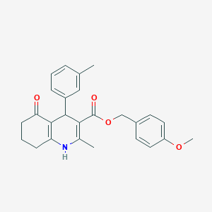 molecular formula C26H27NO4 B394878 4-Methoxybenzyl 2-methyl-4-(3-methylphenyl)-5-oxo-1,4,5,6,7,8-hexahydroquinoline-3-carboxylate 