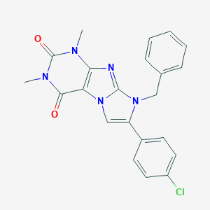7-(4-chlorophenyl)-1,3-dimethyl-8-(phenylmethyl)-1H-imidazo[2,1-f]purine-2,4(3H,8H)-dione