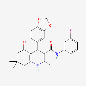 4-(1,3-benzodioxol-5-yl)-N-(3-fluorophenyl)-2,7,7-trimethyl-5-oxo-1,4,5,6,7,8-hexahydro-3-quinolinecarboxamide