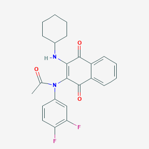 molecular formula C24H22F2N2O3 B3948859 N-[3-(cyclohexylamino)-1,4-dioxo-1,4-dihydro-2-naphthalenyl]-N-(3,4-difluorophenyl)acetamide 