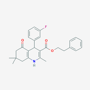 molecular formula C27H28FNO3 B394887 Phenethyl 4-(3-fluorophenyl)-2,7,7-trimethyl-5-oxo-1,4,5,6,7,8-hexahydro-3-quinolinecarboxylate 
