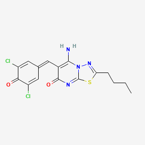 5-Amino-2-butyl-6-[(3,5-dichloro-4-oxocyclohexa-2,5-dien-1-ylidene)methyl]-[1,3,4]thiadiazolo[3,2-a]pyrimidin-7-one