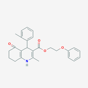 molecular formula C26H27NO4 B394890 2-Phenoxyethyl 2-methyl-4-(2-methylphenyl)-5-oxo-1,4,5,6,7,8-hexahydroquinoline-3-carboxylate 