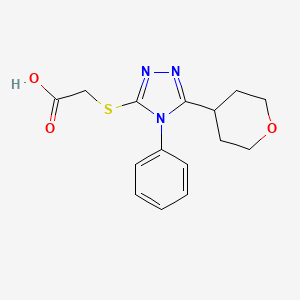 molecular formula C15H17N3O3S B3948909 {[4-phenyl-5-(tetrahydro-2H-pyran-4-yl)-4H-1,2,4-triazol-3-yl]thio}acetic acid 