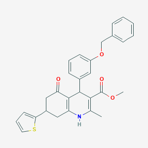molecular formula C29H27NO4S B394891 Methyl 4-[3-(benzyloxy)phenyl]-2-methyl-5-oxo-7-(thiophen-2-yl)-1,4,5,6,7,8-hexahydroquinoline-3-carboxylate 