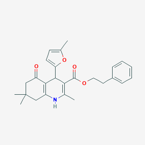 molecular formula C26H29NO4 B394893 2-Phenylethyl 2,7,7-trimethyl-4-(5-methyl-2-furyl)-5-oxo-1,4,5,6,7,8-hexahydroquinoline-3-carboxylate 