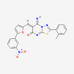 (6Z)-5-imino-2-(2-methylphenyl)-6-[[5-(3-nitrophenyl)furan-2-yl]methylidene]-[1,3,4]thiadiazolo[3,2-a]pyrimidin-7-one