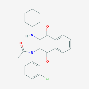 molecular formula C24H23ClN2O3 B3948993 N-(3-chlorophenyl)-N-[3-(cyclohexylamino)-1,4-dioxo-1,4-dihydro-2-naphthalenyl]acetamide 