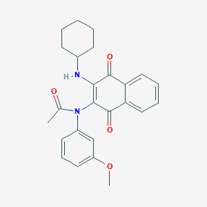 molecular formula C25H26N2O4 B3948999 N-[3-(cyclohexylamino)-1,4-dioxonaphthalen-2-yl]-N-(3-methoxyphenyl)acetamide 