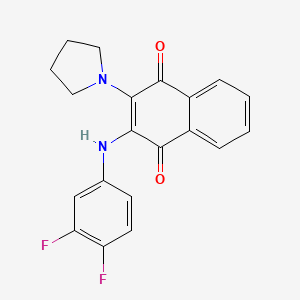 molecular formula C20H16F2N2O2 B3949020 2-[(3,4-Difluorophenyl)amino]-3-(pyrrolidin-1-YL)-1,4-dihydronaphthalene-1,4-dione 