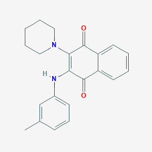 molecular formula C22H22N2O2 B3949029 2-[(3-Methylphenyl)amino]-3-(piperidin-1-YL)-1,4-dihydronaphthalene-1,4-dione 