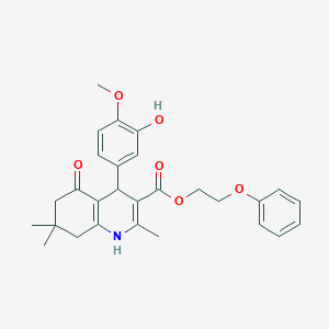 molecular formula C28H31NO6 B394903 2-Phenoxyethyl 4-(3-hydroxy-4-methoxyphenyl)-2,7,7-trimethyl-5-oxo-1,4,5,6,7,8-hexahydroquinoline-3-carboxylate 