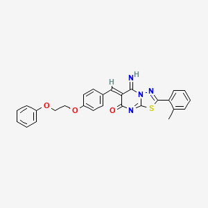 (6Z)-5-imino-2-(2-methylphenyl)-6-[[4-(2-phenoxyethoxy)phenyl]methylidene]-[1,3,4]thiadiazolo[3,2-a]pyrimidin-7-one