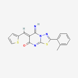 5-imino-2-(2-methylphenyl)-6-(2-thienylmethylene)-5,6-dihydro-7H-[1,3,4]thiadiazolo[3,2-a]pyrimidin-7-one