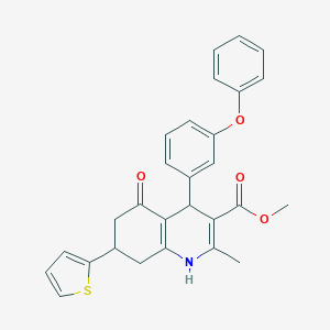 molecular formula C28H25NO4S B394914 Methyl 2-methyl-5-oxo-4-(3-phenoxyphenyl)-7-(2-thienyl)-1,4,5,6,7,8-hexahydro-3-quinolinecarboxylate 