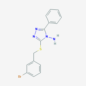 molecular formula C15H13BrN4S B394918 3-[(3-Bromobenzyl)sulfanyl]-5-phenyl-4H-1,2,4-triazol-4-amine CAS No. 405277-22-7