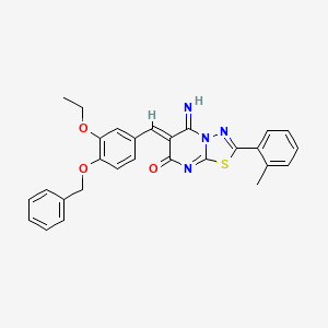 molecular formula C28H24N4O3S B3949309 6-[4-(benzyloxy)-3-ethoxybenzylidene]-5-imino-2-(2-methylphenyl)-5,6-dihydro-7H-[1,3,4]thiadiazolo[3,2-a]pyrimidin-7-one 