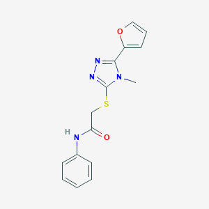 molecular formula C15H14N4O2S B394932 2-{[5-(furan-2-yl)-4-methyl-4H-1,2,4-triazol-3-yl]sulfanyl}-N-phenylacetamide 