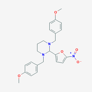 molecular formula C24H27N3O5 B394935 1,3-Bis(4-methoxybenzyl)-2-(5-nitro-2-furyl)hexahydropyrimidine 