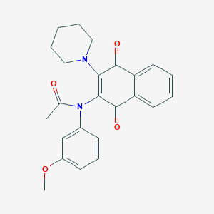 N-[1,4-dioxo-3-(1-piperidinyl)-1,4-dihydro-2-naphthalenyl]-N-(3-methoxyphenyl)acetamide