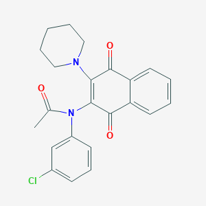 molecular formula C23H21ClN2O3 B3949410 N-(3-chlorophenyl)-N-[1,4-dioxo-3-(1-piperidinyl)-1,4-dihydro-2-naphthalenyl]acetamide 