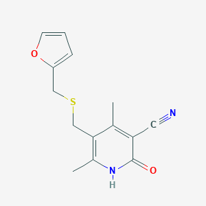 molecular formula C14H14N2O2S B394949 5-(Furan-2-ylmethylsulfanylmethyl)-4,6-dimethyl-2-oxo-1,2-dihydro-pyridine-3-carbonitrile 
